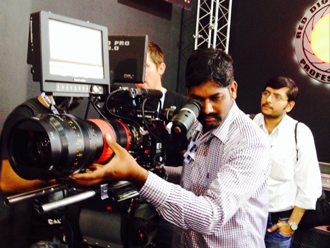 Transvideo CineMonitorHD and Angenieux 25-250DP/i on RED booth