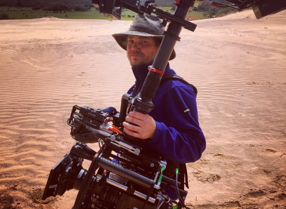Peter Barta, on an H&M commercial shoot in the Mungo National Park in New South Wales, Australia