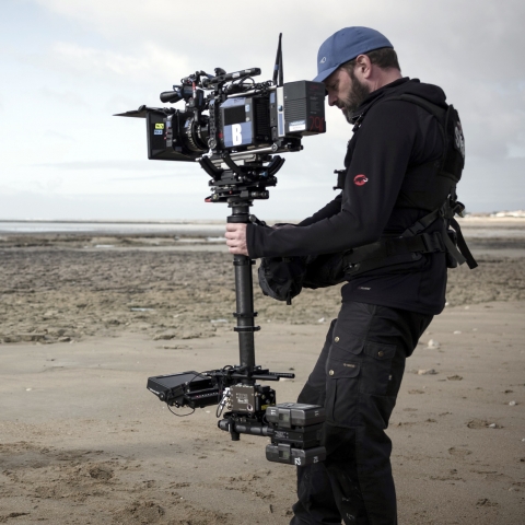 Benjamin shooting 'Das Boot' Season 2 with XCS rig with Tansvideo CineMonitorHD XSBL